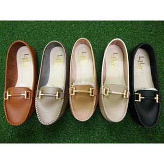 Size 41-45 รองเท้าคัทชู แบบสะพานพันผ้า หนังนิ่ม Lily Shoes