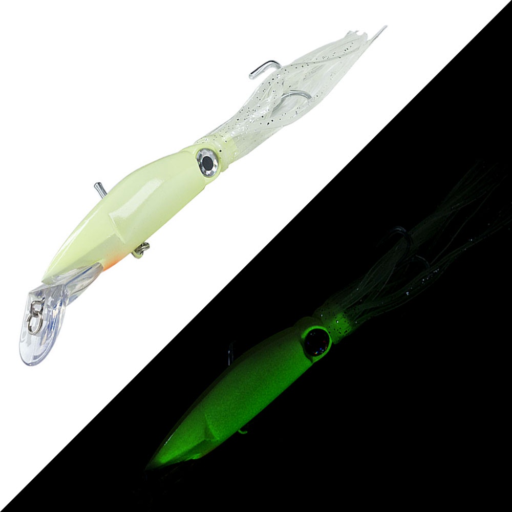 Hengjia 1PC 40G/14 ซม.พลาสติก ABS ปลาหมึก Jig soft Beard Minnow Octopus Fishing Lure เหยื่อ Hard Sea Tackle