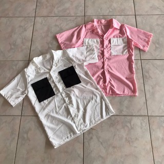 เสื้อ คอปก แขนสั้น กระเป๋าใหญ่