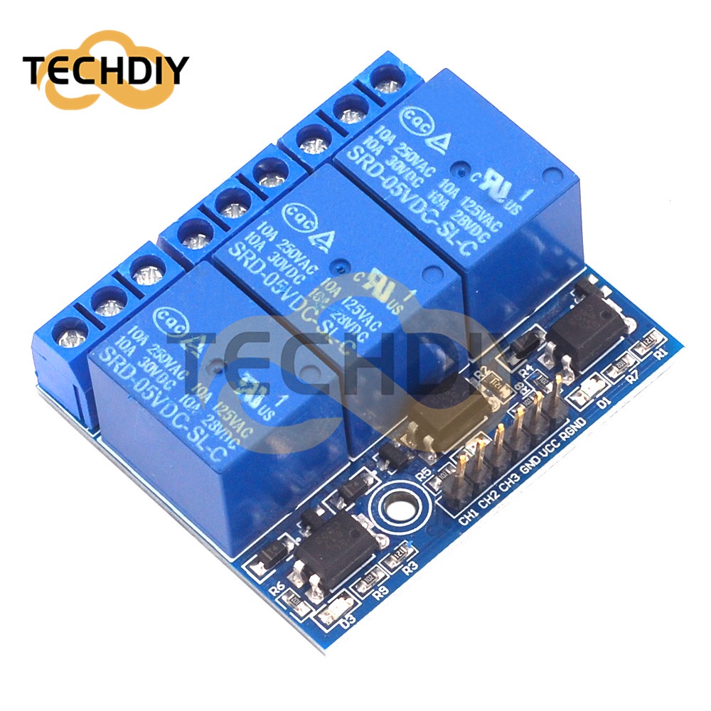 โมดูลรีเลย์ 5V 12v 3 ช่องทาง พร้อมออปโต้คัปเปลอร์แยกสัญญาณ แรงดันสูง 3.3V 5V