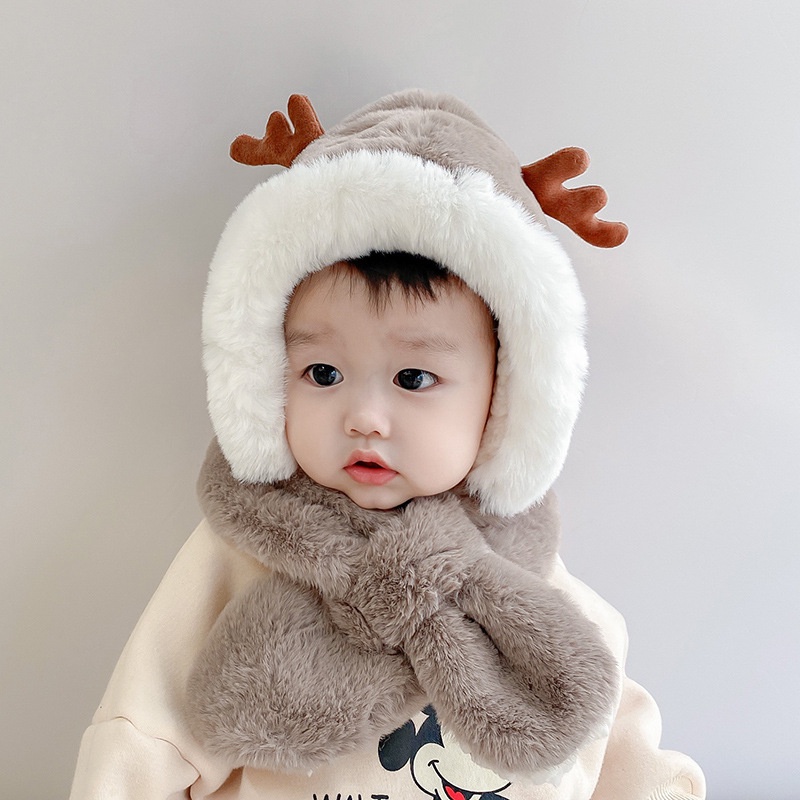 ส่งจากไทย หมวกกวางเด็กพร้อมผ้าพันคอ ใส่สำหรับกันหนาว อบอุ่น