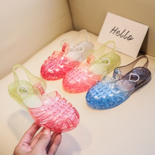รองเท้าแตะ เนื้อนิ่ม สีแคนดี้ แบบเรียบง่าย สไตล์โรมัน แฟชั่นสําหรับเด็ก