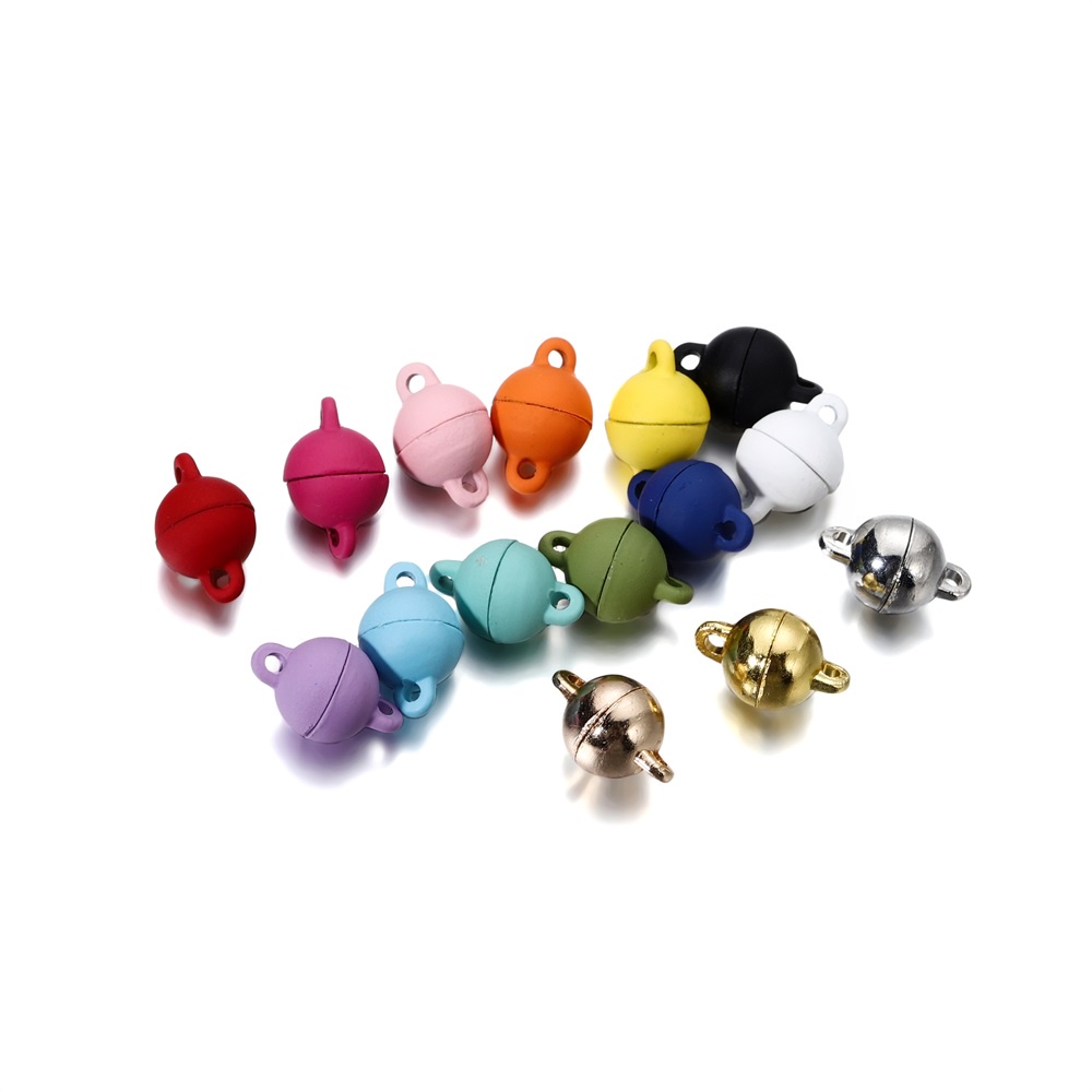 5sets/pack หัวเข็มขัดแม่เหล็กกลมสีเหมาะสำหรับสร้อยข้อมือและสร้อยคอ Diy