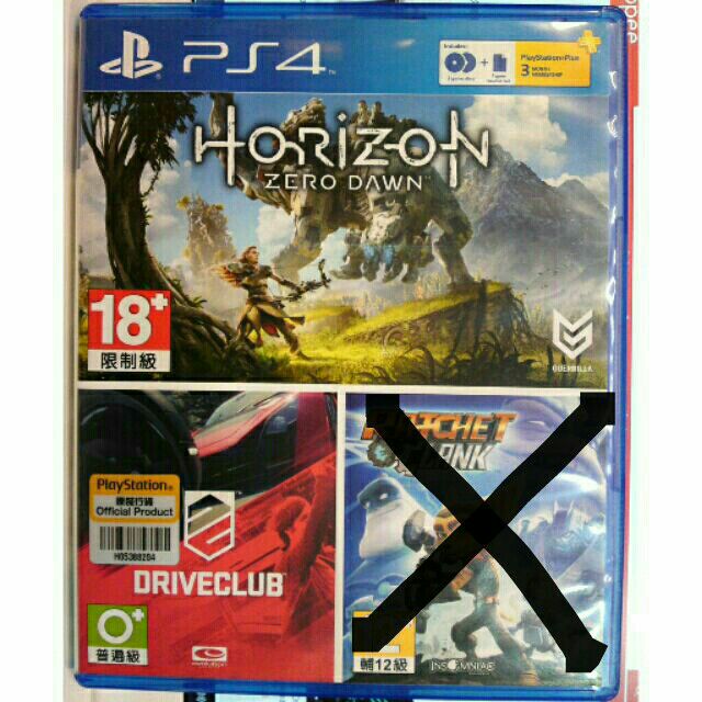 (Z3,EN) มือ2 Horizon Zero Dawn + DriveClub **ไม่มีเกม Ratchet &amp; Clank** แผ่นเกม PS4 มือสอง แผ่นPS4 Drvie Club