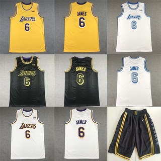 เสื้อกีฬาบาสเก็ตบอลปักลาย Season Nba Lakers #6 Lebron James ไซส์ S-2Xl