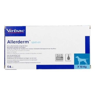 Allerderm Spot on (EXP.01/2024) น้ำหนักมากกว่า 10 kg บรรจุ 6 หลอด ผลิตภัณฑ์บำรุงขนและผิวหนัง เพิ่มความแข็งแรงผิวหนัง