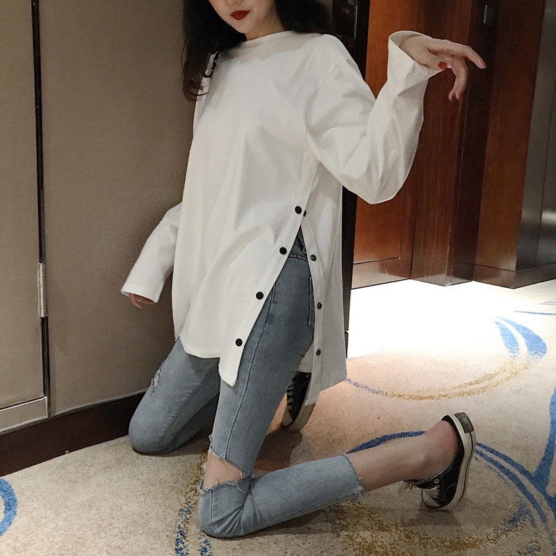 เสื้อเชิ้ต แขนยาว กระดุมสองด้าน โอเวอร์ไซซ์ สไตล์เกาหลี สำหรับผู้หญิง