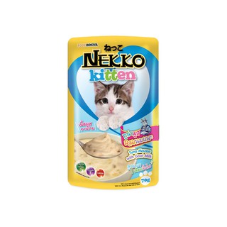 NEKKO เน็กโกะ สูตรลูกแมว รสทูน่ามูสผสมนมแพะ 70ก.แพค5***