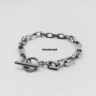 🔥BONDIE chain ข้อมือสแตนเลส ลายโซ่สีเงิน ตัวล็อคOI UNO010