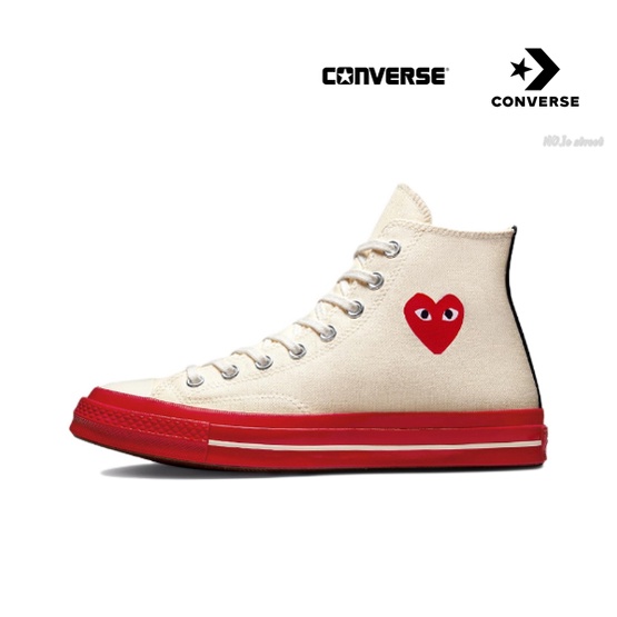 Comme des Garcons PLAY x Converse Chuck Taylor All Star 1970s High White Red ของแท้ 100% แนะนำ