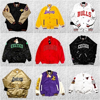 เสื้อแจ็กเก็ต Varsity Lakers Chicago bulls yankees Celtics คุณภาพดี