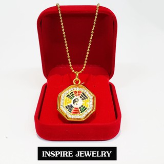 Inspire Jewelry ,จี้หยินหยาง ยันต์แปดทิศล้อมเพชร พร้อมสร้อยคอและกล่องกำมะหยี่ ตามภาพ