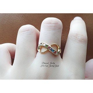 Infinity Ring แหวนอินฟีนิตี้ประดับพลอยนพเก้า เพชรพลอย CZ แท้ สีสวยเพชรขาวใสมากๆๆๆ เล่นไฟดีเว่อร์ๆ