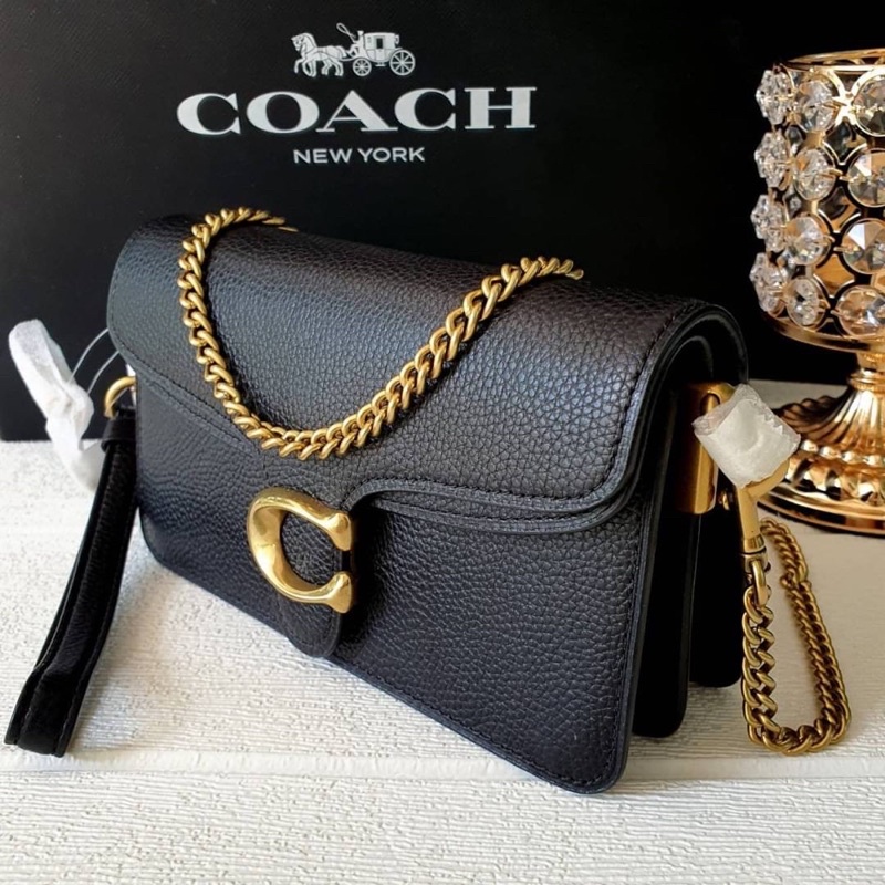 🎀 (สด-ผ่อน) กระเป๋าสีดำ 7 นิ้ว งาน Shop Coach 76197 Tabby Crossbody