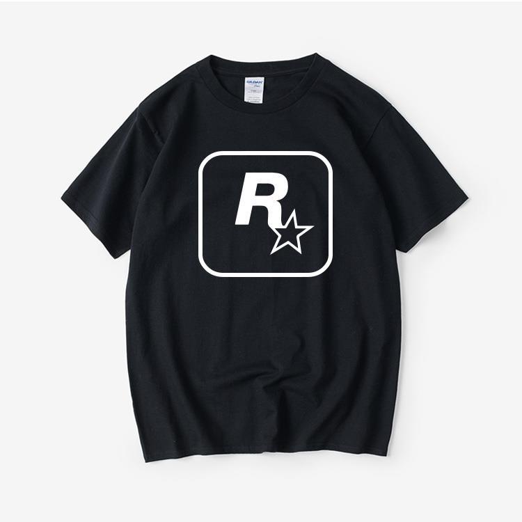 เสื้อยืดโอเวอร์ไซส์บริษัทเกม GTA5 RockstarGames ล้อมรอบ R star โลโก้เสื้อยืดแขนสั้นเสื้อผ้าสไตล์จีนผู้ชายและผู้หญิงรอบS-