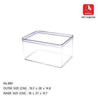 boxbox No.889 L (ไม่เจาะรู) ขนาด 19.2 x 28 x 14.8 ซม. กล่องพลาสติกใสอเนกประสงค์เก็บของ D.I.Y