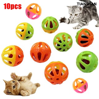 สัตว์เลี้ยงเครื่องประดับ 10Pcs Pet Kitten Hollow Plastic Ball Bell Interactive Exercise Toy