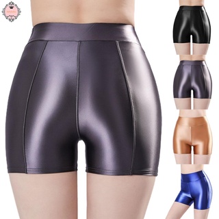 Women Sexy Oil Shiny Glossy Wet Stretchy Leggings Yoga  Jeggings Shorts Club