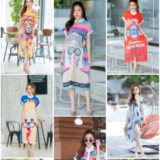 เชิ้ตเดรสคอจีนกระดุมหน้า