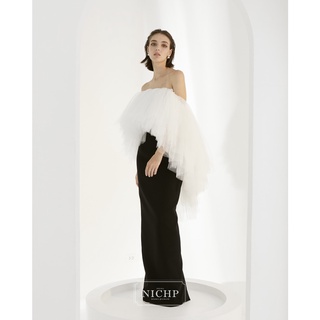 [Pre-order]NICHp Alla long dress เดรสยาว เดรสเกาะอก เดรสปิดแขน เดรสไปงาน