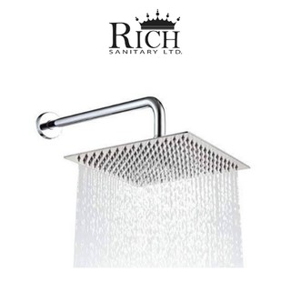 Rich Collection ชุดฝักบัว Rain Shower + ก้าน 40 ซมเหลี่ยม  สเเตนเลส 304 เงา