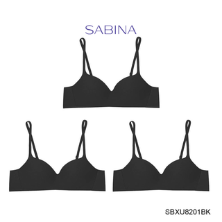 Sabina ซาบีน่า เสื้อชั้นใน INVISIBLE WIRE (Set 3 ชิ้น) (ไร้โครง) SEAMLESS FIT รุ่น Pretty Perfect รหัส SBXU8201BK สีดำ