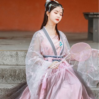 👑ชุดจีนโบราณ👑Hanfu แจ็คเก็ตแขนใหญ่  กระโปรงนางฟ้า กระโปรงเอวสูงแบบดั้งเดิมของผู้หญิง กระโปรงเอวสูงแบบดั้