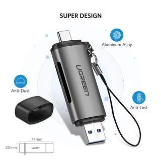UGREEN รุ่น 50706 Card Reader 2in1 USB C การ์ดรีดเดอร์ 2in1 TYPE C/USB 3.0