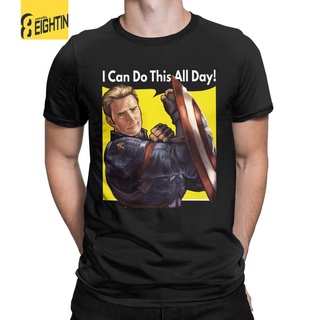 T-shirt  เสื้อยืดแขนสั้น ผ้าฝ้าย 100% พิมพ์ลายกราฟิก Disney Capn America Super Hero สําหรับผู้ชาย LHZYS-5XL