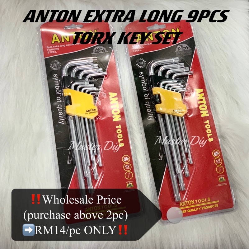 !! ANTON EXTRA LONG 9PCS TORX STAR ALLEN KEY SET / CRV STAR KEY / ALLEN KEY