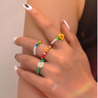 ชุดแหวนลูกปัด💐flower bead ring💍