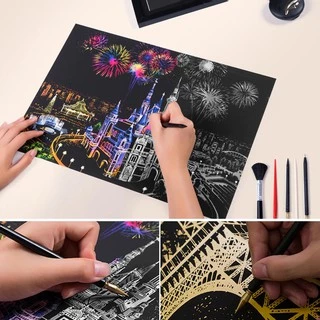 ภาพวาด Magic Scratch Art ภาพขูดสีสันสดใสสวยงามมากๆ ขนาด 40.5x28.5cm ของเล่นสร้างสีสันศิลปะ