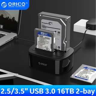 ราคาORICO 6228us3 สถานีเชื่อมต่อฮาร์ดไดรฟ์แบบ Dual-Bay สำหรับ 2.5/3.5นิ้ว HDD SSD SATA เป็น USB 3.0 HDD Docking Station 16TB