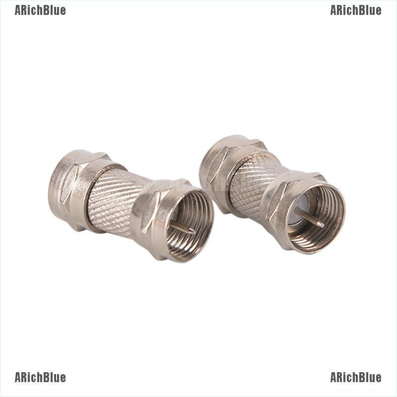 2-Pack Coax Male To F-Type Female TV Aerial Adapters - Silver, For Sky & Satellite