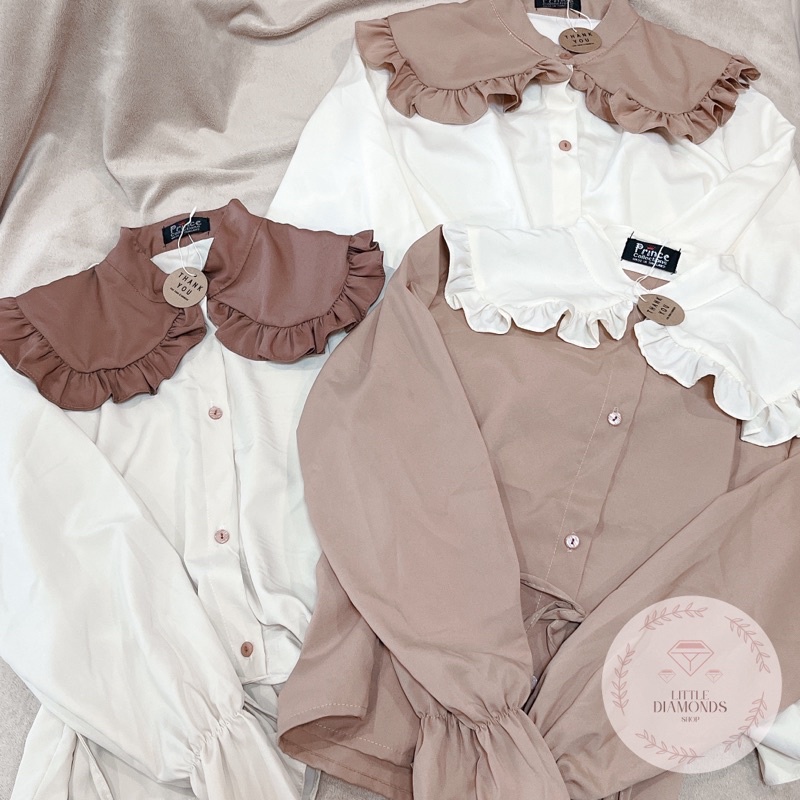 💎LDshop. เสื้อเชิ้ต คอจีน คอบัว แขนยาว