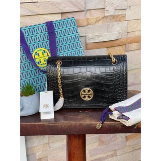 📮@3,560.-🔥🔥SUMMER SALE (ลดอีก 7 %)🔥🔥💯TORY BURCH Carson Convertible Croc Leather