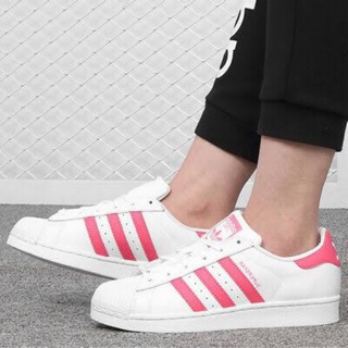 พร้อมส่ง❗️Adidas Superstar สีขาวคาดชมพู ของแท้ 💯%