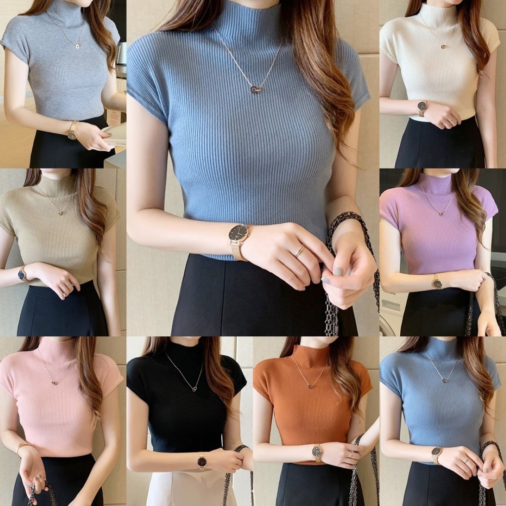 ราคาถูกที่สุด เสื้อไหมพรมคอเต่าแขนกุด 8 สี
