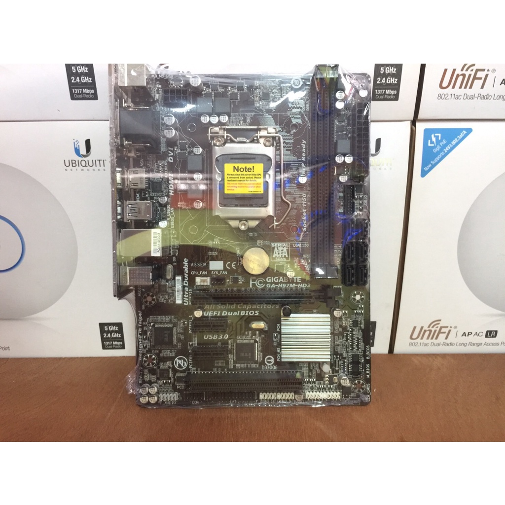 เมนบอร์ด GIGABYTE GA-H97M-HD3 Socket 1150 DDR3 พร้อมฝาหลัง สวยๆพร้อมใช้ (สินค้าส่งเร็ว100%ไม่ต้องรอน