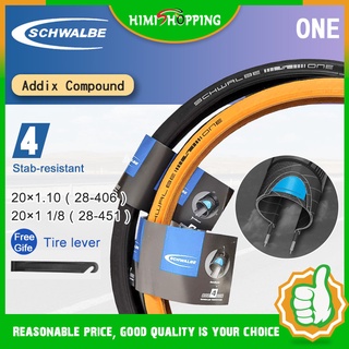 Schwalbe ONE Tan Wall ยางล้อรถจักรยาน แบบพับได้ กันแทง 20 นิ้ว 22 นิ้ว 20*1-1/8 (451) 20*1.10 (406) 60 Tpi 1 ชิ้น