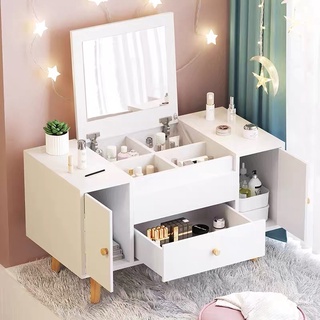 DUDEE โต๊ะเครื่องแป้งสไตล์มินิมอล สามรถถอดกระจกออกเป็นโต๊ะเข…