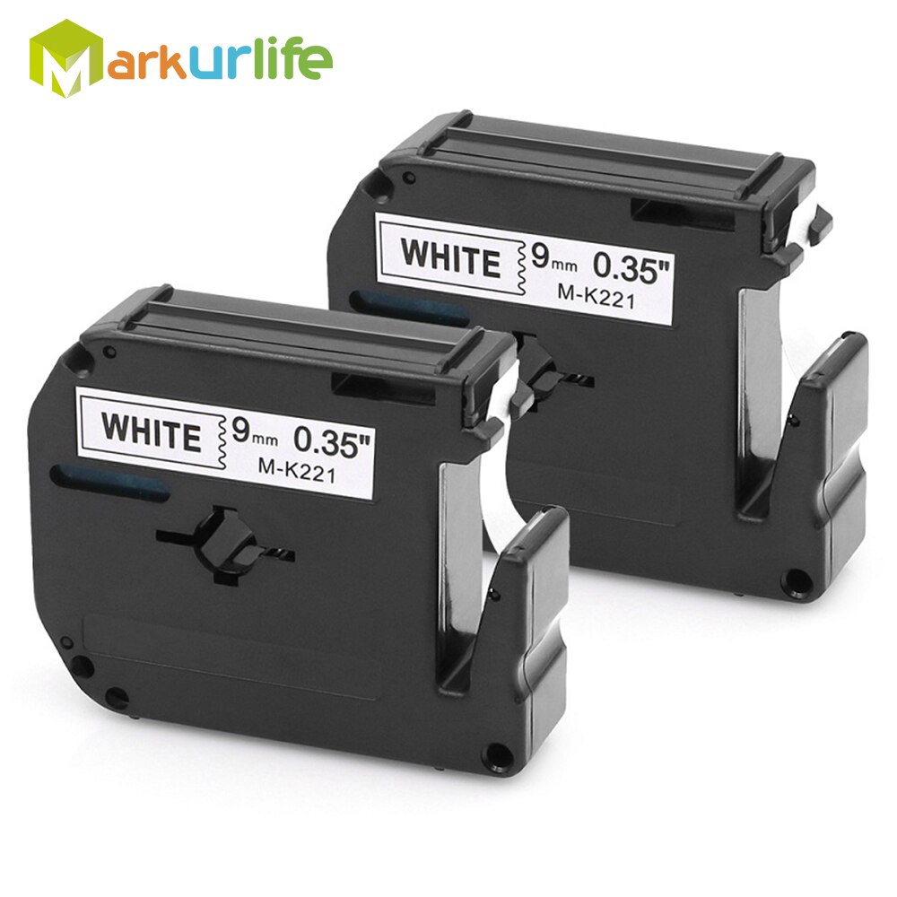 2 PCS/Lot M-K221 MK221 Black on White  Label Compatible for Brother P touch printer PT100 PT65 PT85 
