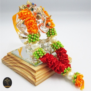 Ananta Ganesh ® พวงมาลัยแขก ( อินเดียแท้ ) ขนาด 5" สีส้ม-ทอง ถวาย พระพิฆเนศ พระแม่ลักษมี พระแม่อุมาเทวี พระศิวะ Ma101 MA