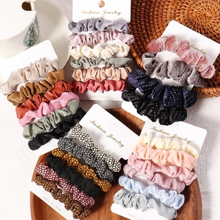 1 Set Scrunchies Hair Ring Candy Color Hair Rope Autumn Winter Pigtail Women Hair Accessories 5-6 Pcs Girls Headbands Gifts Hairties