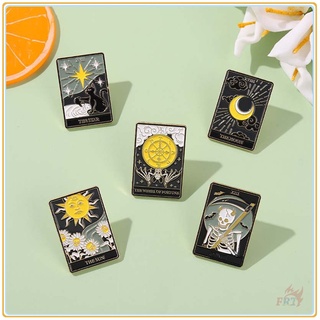 ★ เข็มกลัด รูปไพ่ทาโรต์ The Sun The Moon The Star The Wheel of Fortune ★ 1 ชิ้น พังก์ กะโหลก โชคชะตา Doodle เคลือบ Pins กระเป๋าเป้สะพายหลัง กระดุม เข็มกลัด