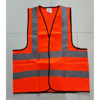 Safety Vest เสื้อจราจรสะท้อนแสง สีส้ม,สีเขียวแถบเทา  รุ่นเต็มตัวตีนตุ๊กแก