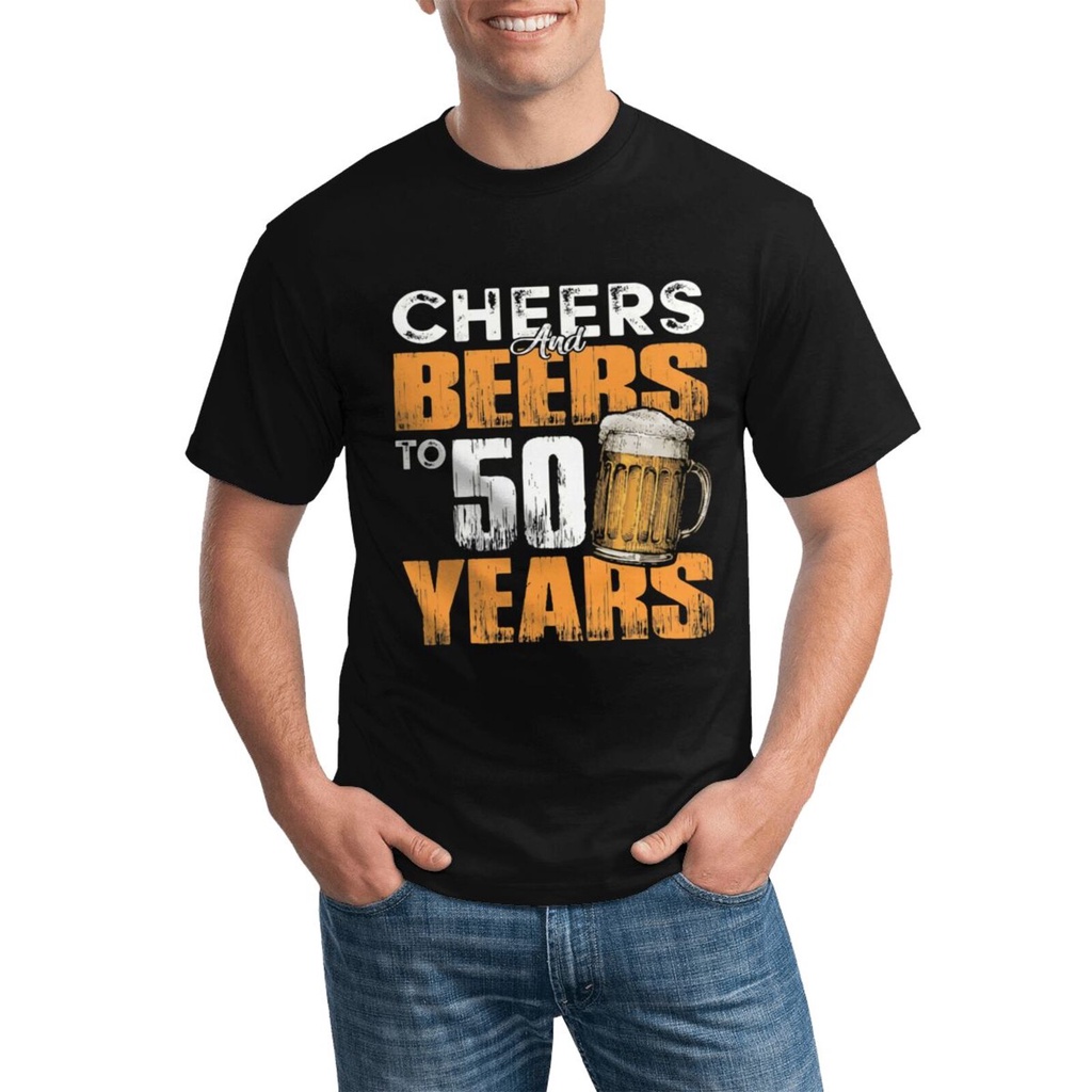 Cheers And Beers ถึง 50 Th Years Old Couple Version เสื้อยืดผ้าฝ้ายยอดนิยม