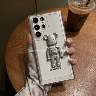 ใหม่ เปลือกอวกาศ ชุบ เงิน bearbrick หมีรุนแรง วงเล็บ เคส Samsung Galaxy A73 A53 A33 A13 5G A03 M53 A33 M23 A72 A52 A32 A22 A12 A02 A02S A71 A7 2018 A51 A11 A50 A20S A20 A30 A10S A10 Case โปร่งใส ซิลิโคนเหลว ป้องกันการหล่น นุ่ม เคส