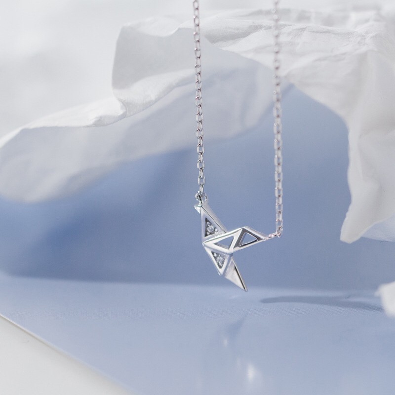 earika.earrings - paper bird necklace สร้อยคอเงินแท้จี้นกกระดาษ S92.5 ปรับขนาดได้