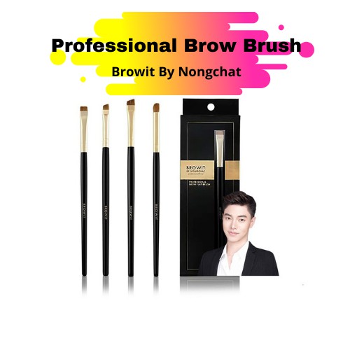 Browit By Nongchat Professional Brow Brush โดย Nongchat Thailand/Blending Flat Angled Eyebrow Brush Set